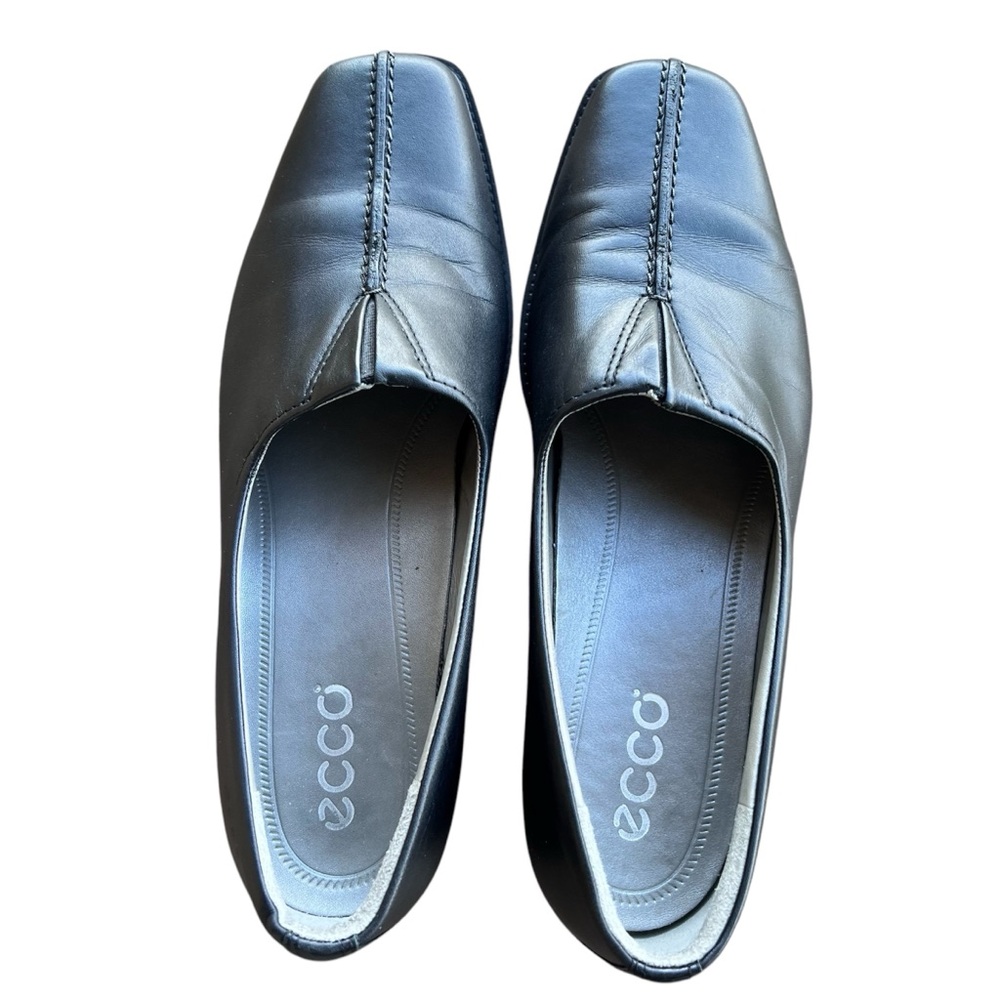 ECCO Womens Leather Slip On Loafers Shoes Black US 6.5 EU 37